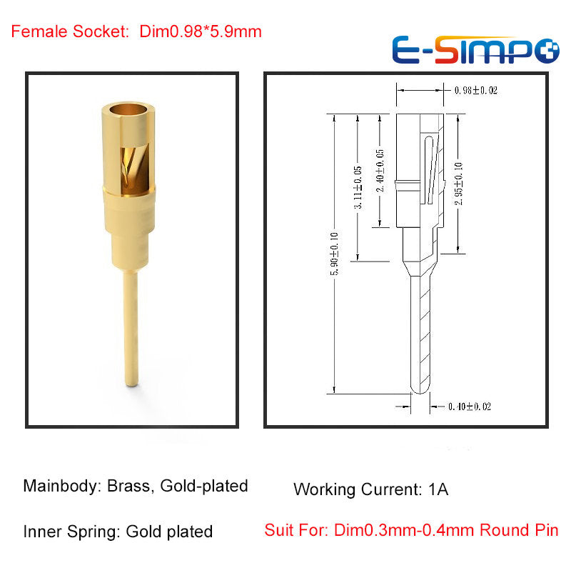 100pcs Dim0.3-0.46mm Mini Round Hole Pin Header Female Gold PCB Solder Claw Spring Jack Crystal Oscillator Sensor Relay Socket