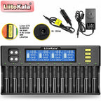 LiitoKala LiI-S12 Smart Charger 14 Slots - CE Certified Universal Charger for Li-ion/LiFePO4/Ni-MH/9V Batteries 18650, 26650, AA