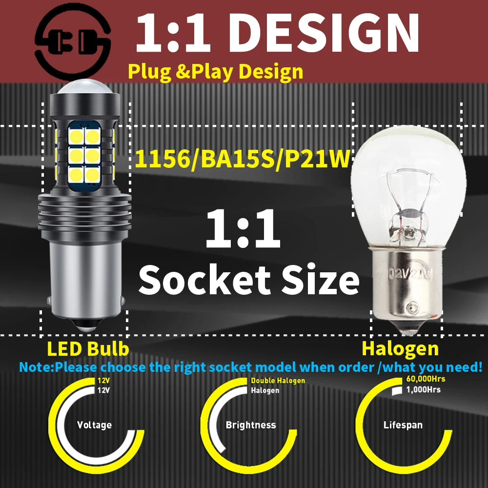 2pcs P21W 7506 BA15S LED Backup Light Bulb Reverse Lamp Canbus For Volvo C30 S40 S60 S70 S80 V40 V50 V60 V70 XC60 XC70 XC90