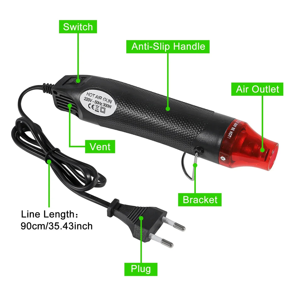 2:1 Heat Shrink Tube With 300W Hot Air Guns Kit EU US 110V 220V Heat Shrink Tubing Kit Cover Cable Repair Protection 1060/656pcs