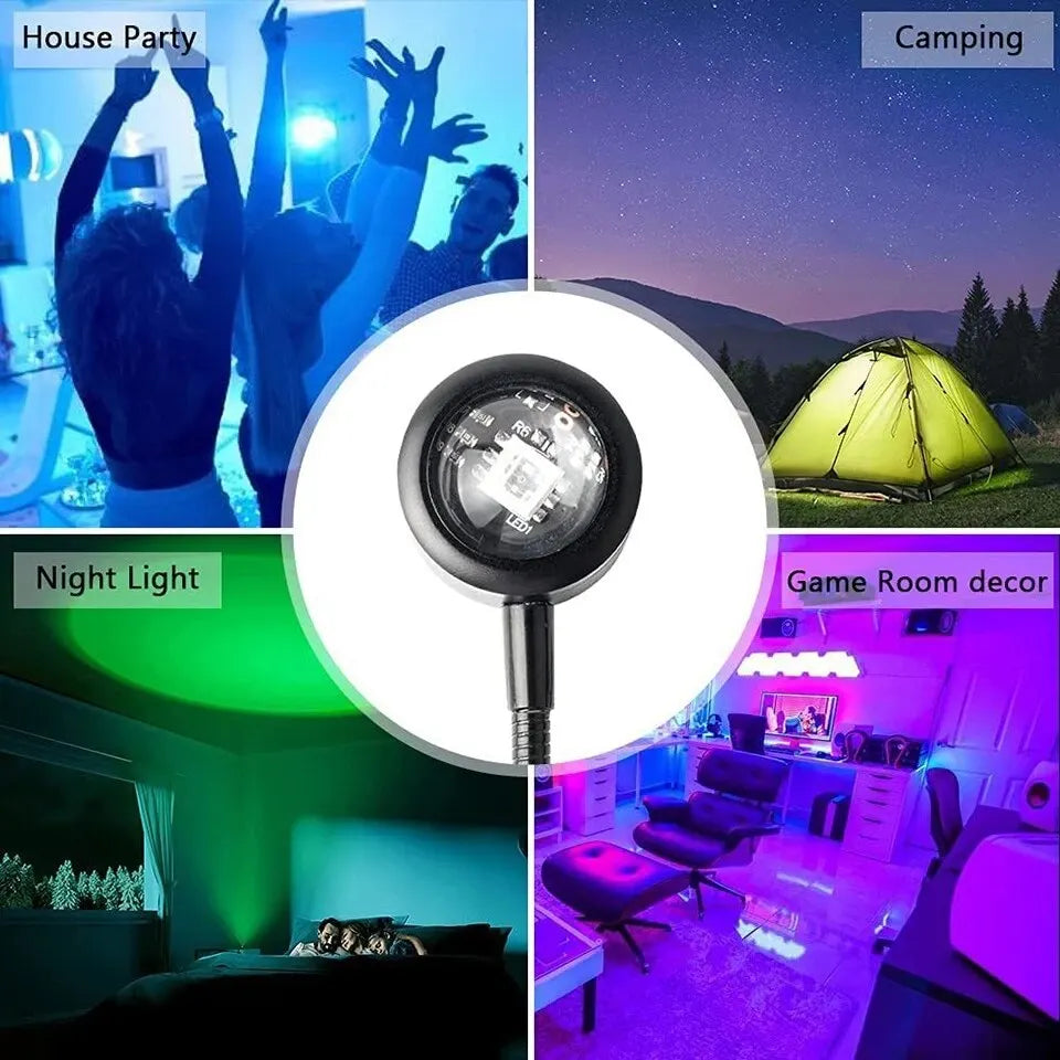 RGB Sunset Lamp LED USB Rainbow Neon Night Light Projector Photography 7 Colors Wall Atmosphere Lighting for Bedroom Room Decor
