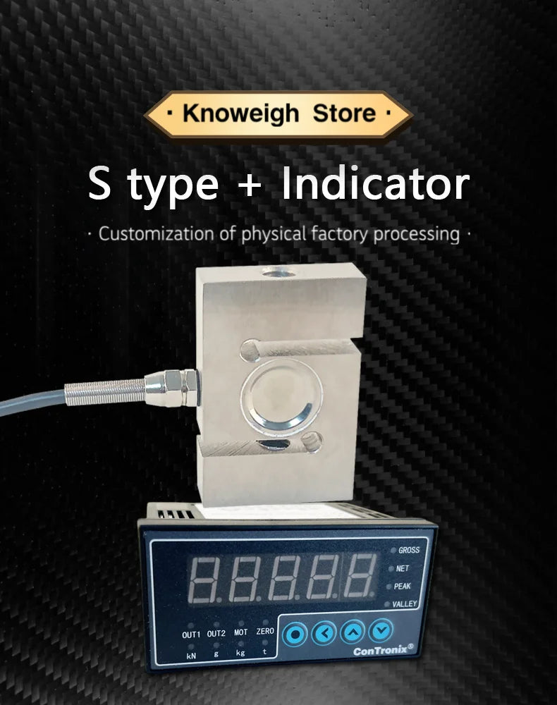 S Shape Tension Compression Load Cell & Display 5kg~5t, Alloy Steel Sensor, IP66 Waterproof, for Crane Hopper Control System