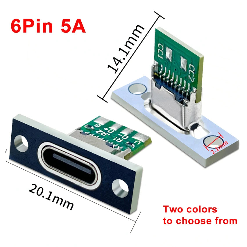 1-10pcs USB 3.1 Type C Socket With Screw Fixing Plate Type-C USB Jack 3.1 Type-C 2Pin 4Pin 5Pin 6Pin Female Connector Jack