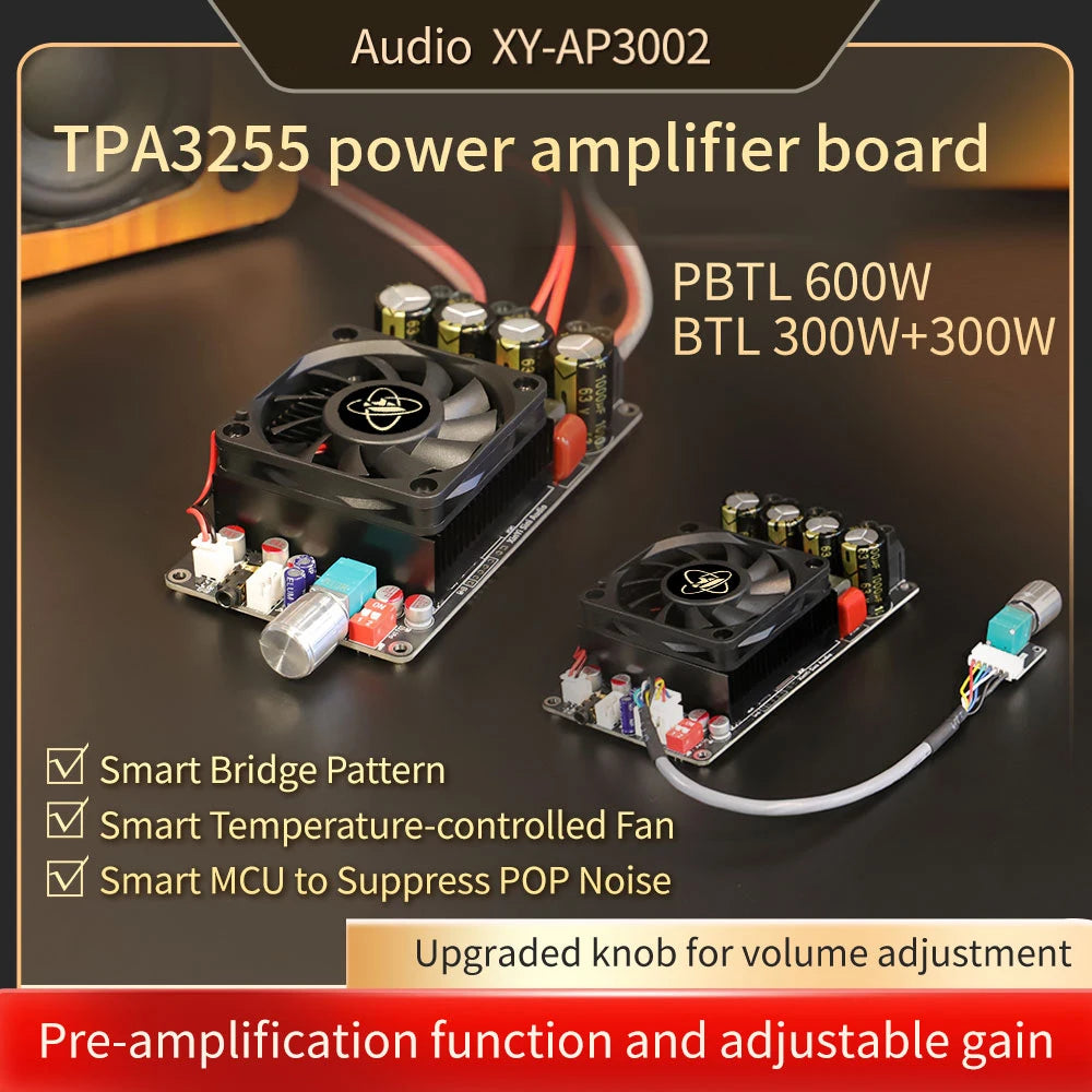 TPA3255 Pure Post Stage Digital Amplifier Board XY-AP3002 600W High Power HD Sound Quality MCU Anti POP Sound for Audio Systems