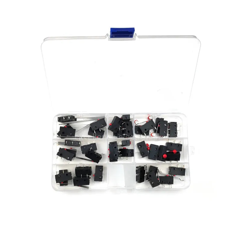 40PCS/Box Mini Micro Limit Switch - NO NC SPDT 2P/3P Terminals 5A 125V/250V Roller Arc Lever Snap Action Switch