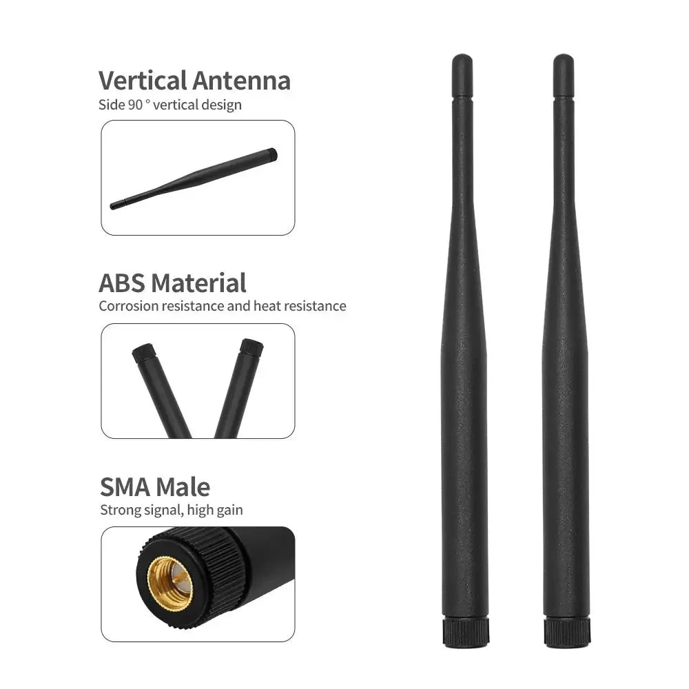 2PCS 2.4G 5.8G Omnidirectional Rubber Rod Antenna Collapsible WiFi Bluetooth Aerial High Gain 6dBi SMA Male for Wireless Router