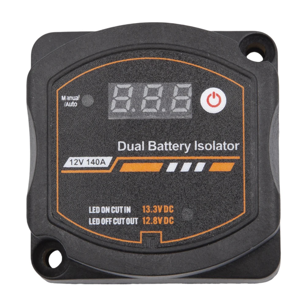 Dual Battery Isolator 12V 140A Auto Manual Voltage Sensitive Relay with Digital Voltmeter Smart VSR for Camper Car RV Yacht Boat
