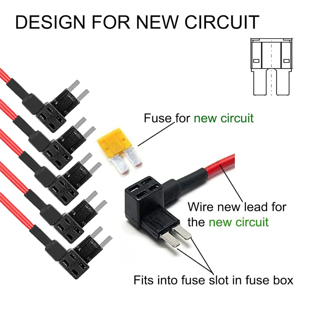 Micro2 Fuse Taps - Upgraded RV Camper Inline Fuse Tap, 12V ATR Add-a-Circuit Blade Fuse Tap Adapter with 5 Amp Micro2 Fuse
