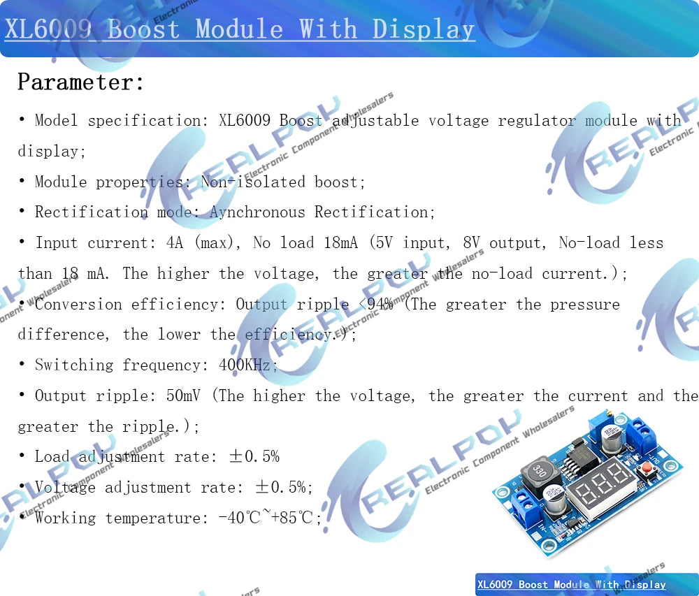 DC-DC XL6009 Digital Boost Step Up Power Supply Module Adjustable 4.5-32V to 5-52V Step-up Voltage Regulator With LED Voltmeter