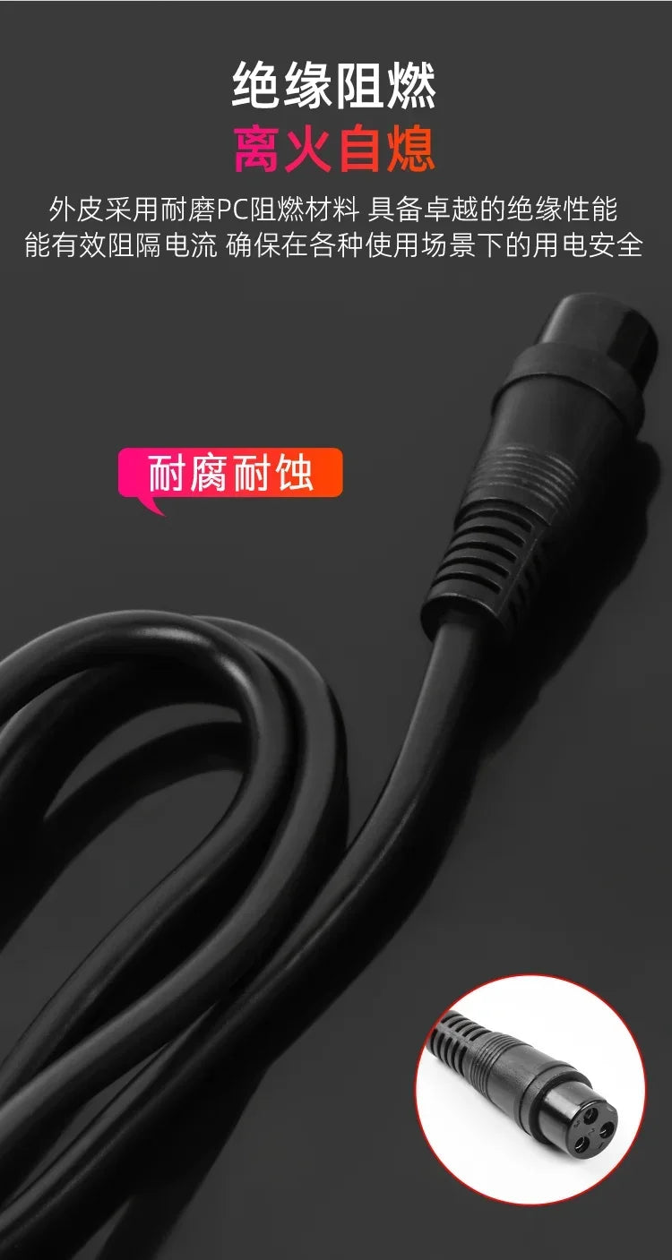 GX16 3Pin Plug for Lithium Battery Electric Scooters Aviation Charging Port 3 Pin Charger Output Cable 220V Waterproof Dust-pro