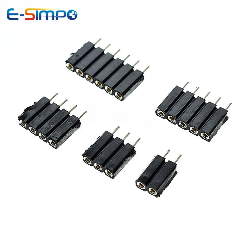 1P-40P 2.54mm Round Hole Right Angle Single Row 0.1" Breakable Stackable PCB IC Crystal Transistor Female Tin Pin Header Socket
