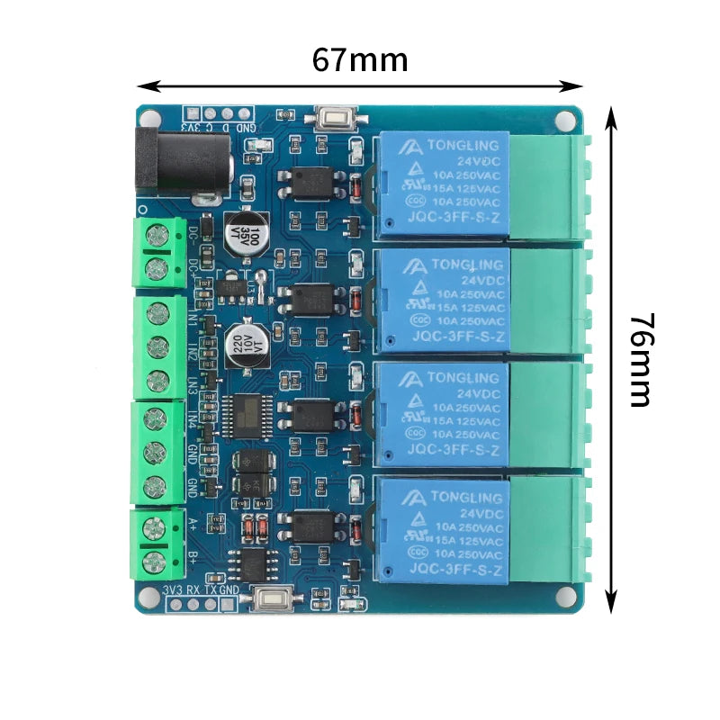 Modbus RTU 1 2 4 8 Channel Way relay module 5V 12V 24V Switching Switch Input/output RS485/TTL Communication