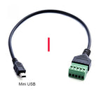 USB 2.0 Female B Micro Usb Mini Usb Type-C Male To 5 Pin Female Bolt Screw Connector With Shield Terminal Plug Adapter Cable