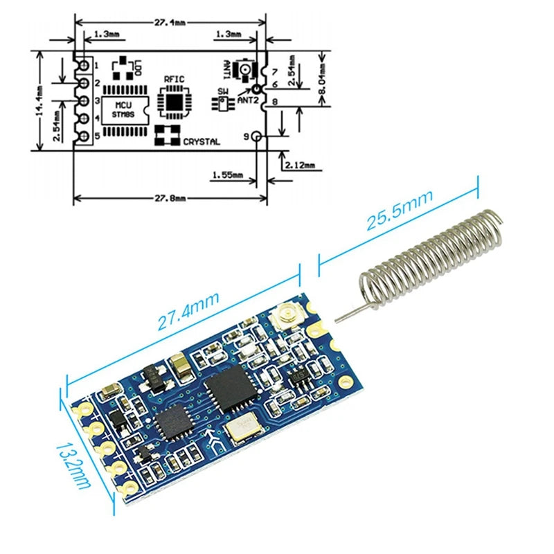 4X HC-12 433Mhz SI4463 Wireless Serial Port Module 1000M Replace Bluetooth HC12