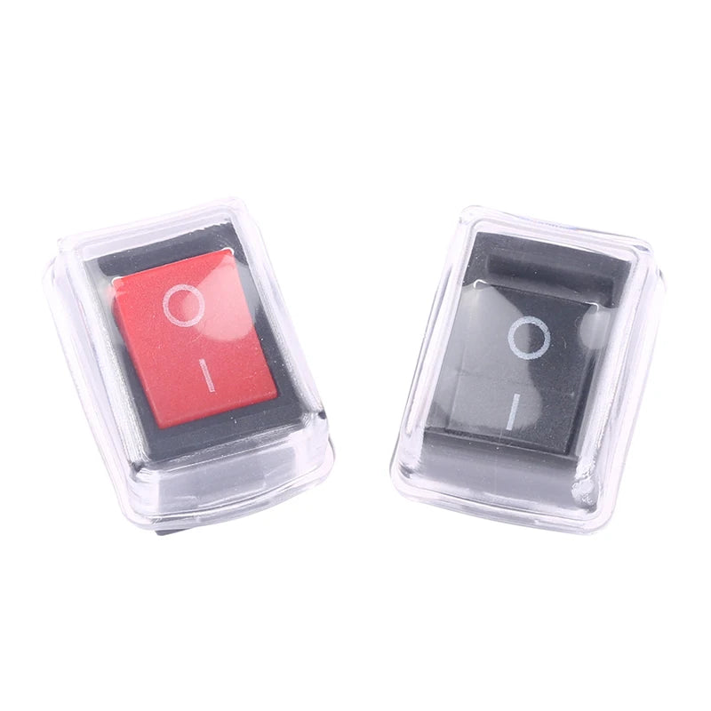 5Pcs Black Push Button Mini Switch 2Pin Snap-in On/Off Rocker Switch With Waterproof Cover
