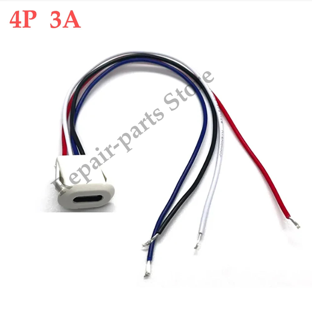 3Pcs Type C Connector Type-C With Card Buckle Female 5A High Current Fast Charging Jack Port USB-C Charger Plug Socket 6pin USB