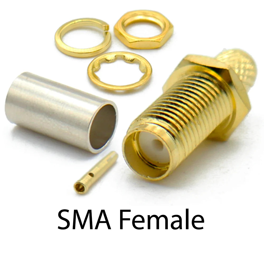 SMA Male Female RP-SMA Plug Connector Nut Bulkhead Crimp 50-3 RF Coax Adapter For RG58 RG142 RG400 LMR195 RG223 Coaxial Cable