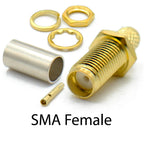 SMA Male Female RP-SMA Plug Connector Nut Bulkhead Crimp 50-3 RF Coax Adapter For RG58 RG142 RG400 LMR195 RG223 Coaxial Cable