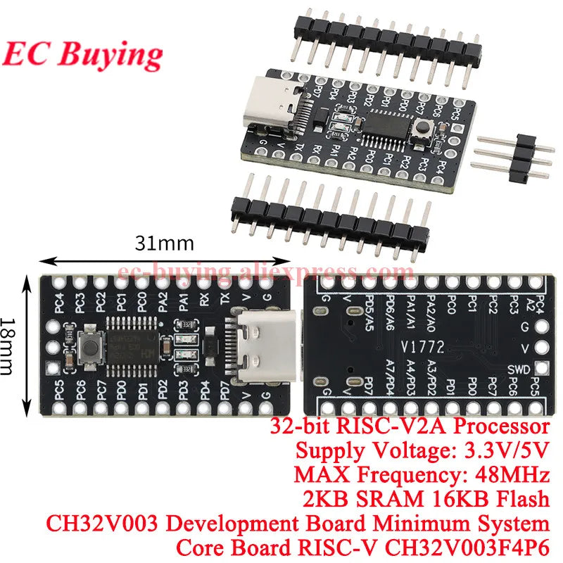 10Pcs/1pc CH32V003 Development Board Minimum System Core Board RISC-V 32-bit CH32V003F4P6 Chip Microcontroller MCU Module