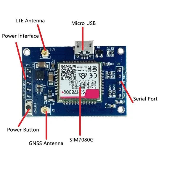 SIM7080G Global Communication NB-IOT CAT-M LPWA Module Board GNSS Expansion Core Board LTE GPS Antenna