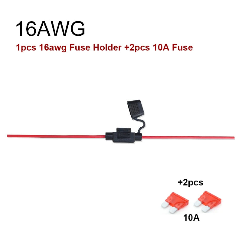 Waterproof Mini Small Medium Auto Fuse Holder 16/14/12/10AWG Car Blade Fuse wire cable 10A 20A 30A 50A fuse Power Socket