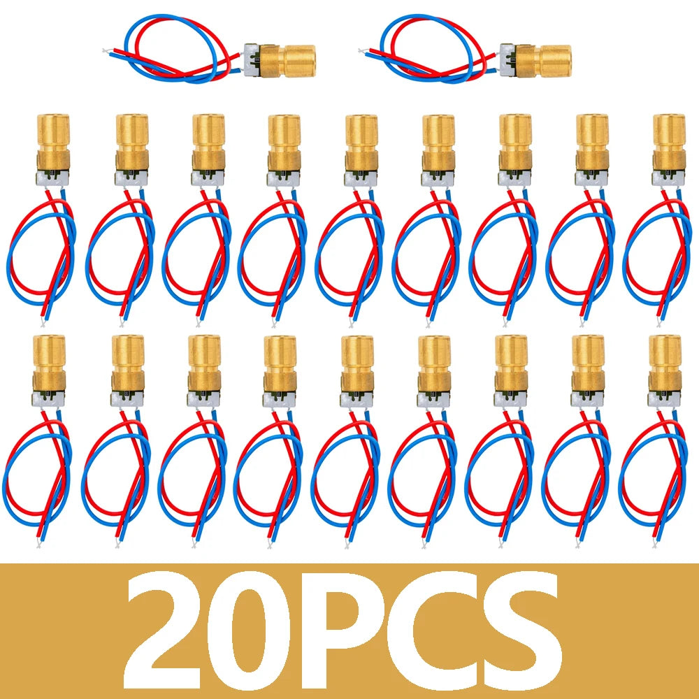 1PCS~20PCS EGBO 5V 650nm 5mW Adjustable Laser Dot Diode Module Red Sight Copper Head Mini Laser Pointer