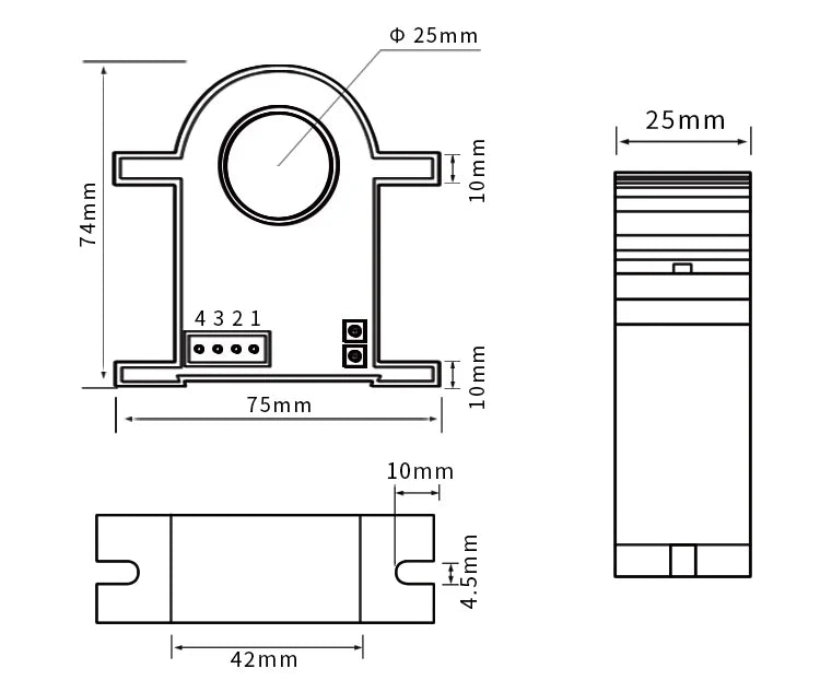AC DC Current Transducer 0-100A 0-200A 0-300A Hall Current Transmitter Sensor 20mm 4-20mA 0-10V 0-5V RS485 AC DC Current Sensor