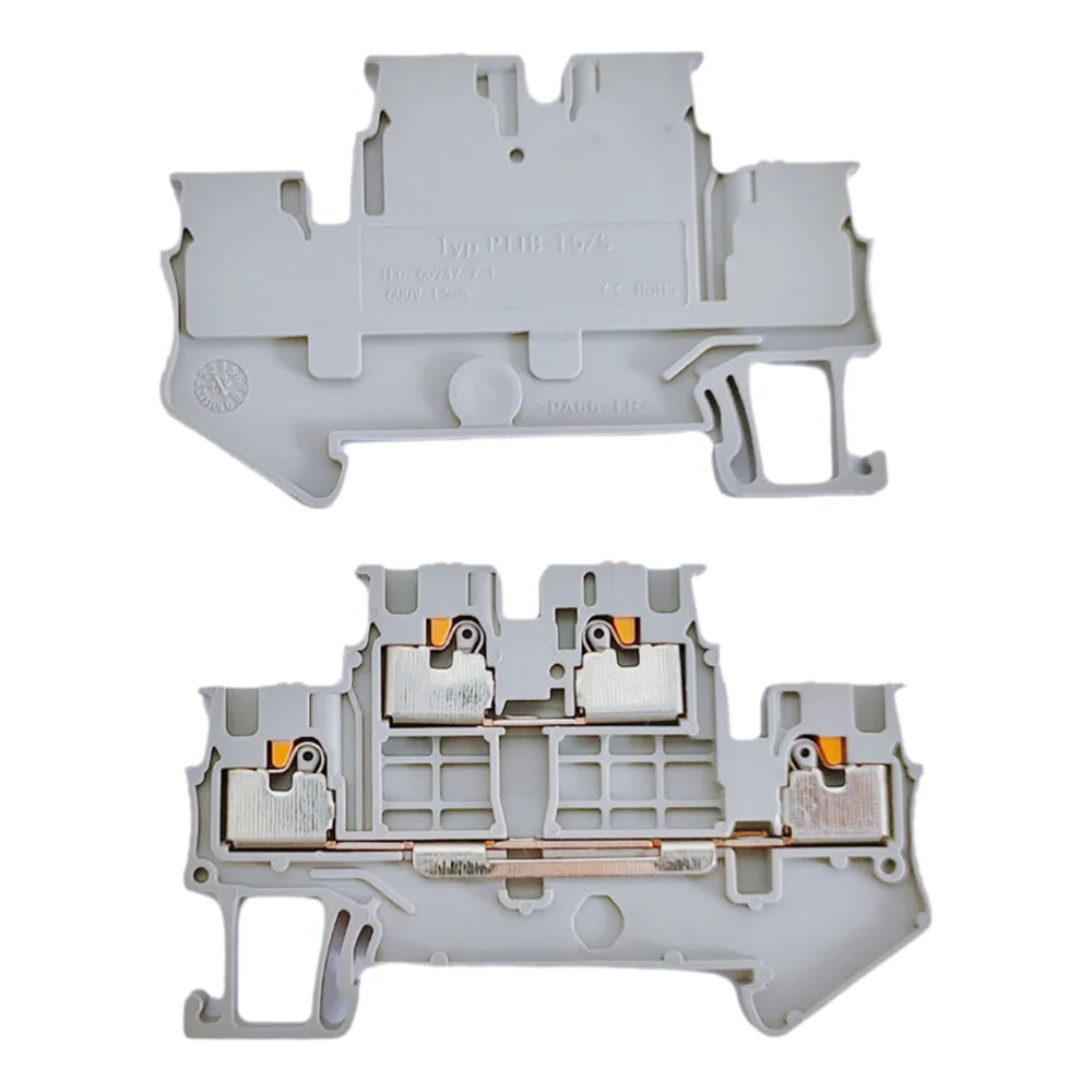 5Pcs PTTB 1.5 Double Level Din Rail Terminal Block 2 Layer 1.5mm² Spring Wiring Electrical Wire Connector PTTB1.5