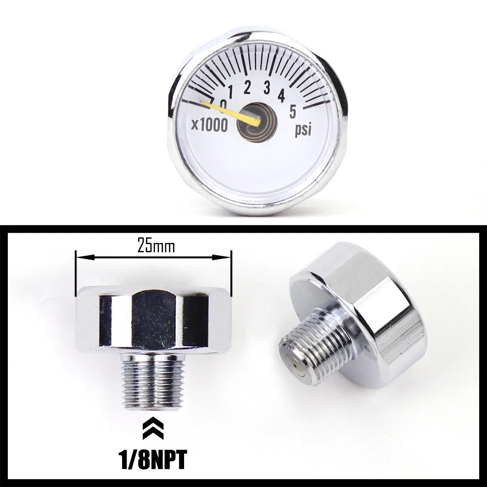 Air Mini Micro Pressure Gauge Manometre Manometer | Thread 1/8BSP(G1/8) 1/8NPT M10 M8 | 30PSI 300PSI 5000PSI 6000PSI 350BAR