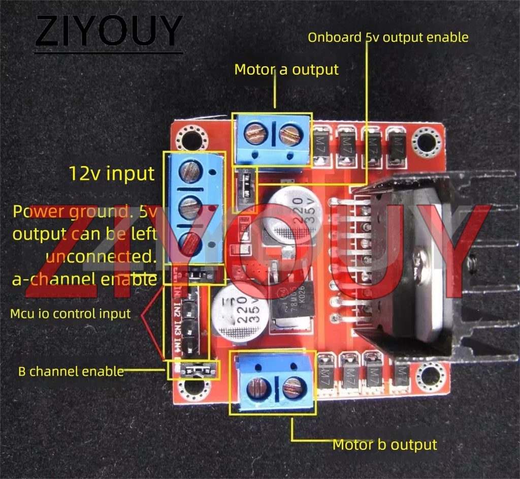 2-5PCS L298N motor driver board module, DC stepper motor, intelligent vehicle robot DIY driver board