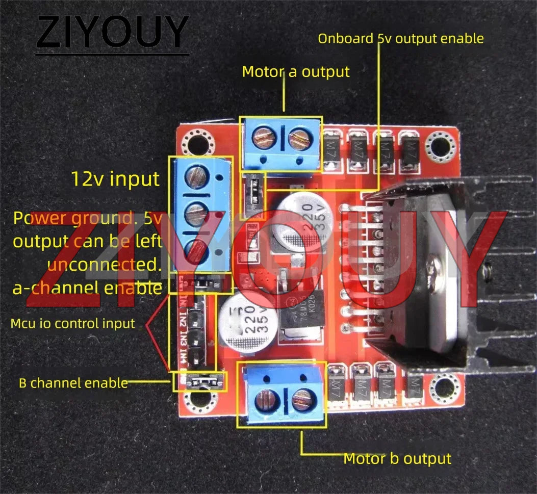 2-5PCS L298N motor driver board module, DC stepper motor, intelligent vehicle robot DIY driver board