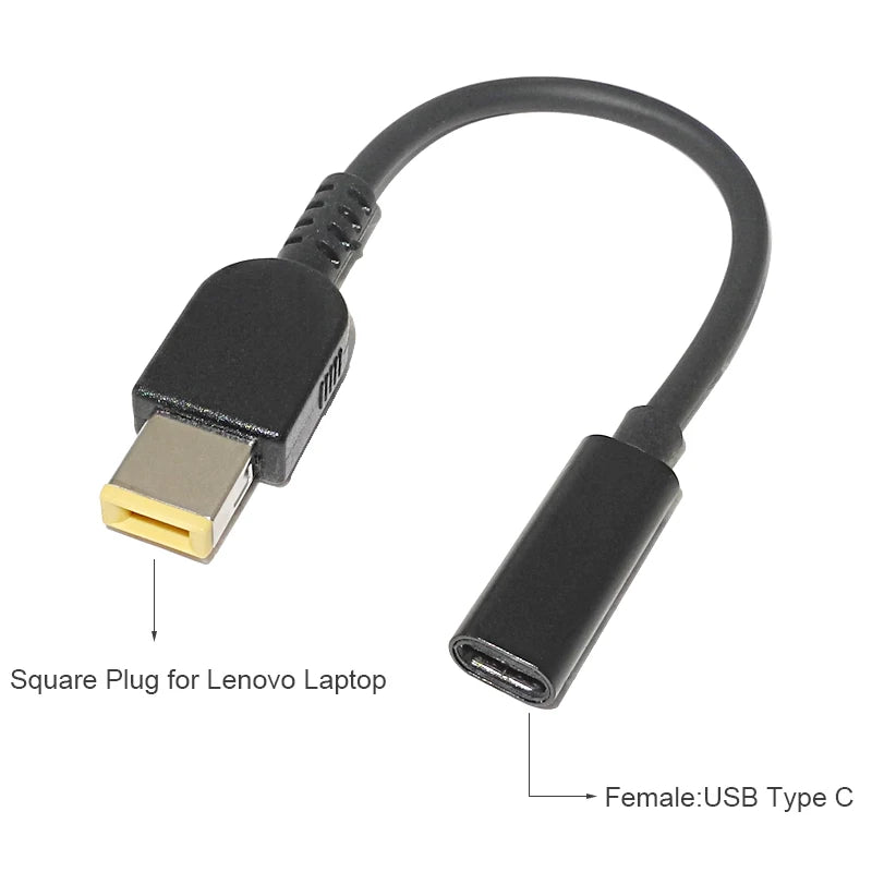 USB-C 3.1 Type C Female to Rectangle Male USB PD Emulator Trigger Angled DC Power Adapter Converter For Lenovo Thinkpad Laptop