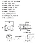 20Pcs SMD Tactile Switch Micro Push Button Silicone Key 3x4 3x6 4x4mm 2Pin 4Pin Electronic Component Switchs