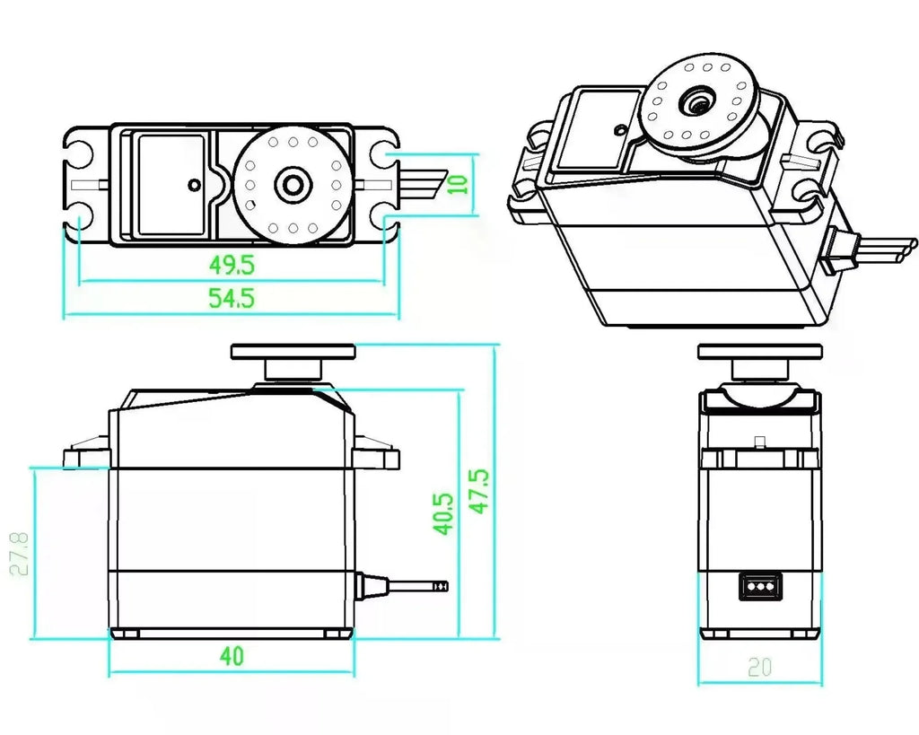 DIYmall 4 Sets RDS3225 25KG Digital Servo 6V Full Metal Gear 180/ 270 Degree Double-shaft Waterproof IP66 Robotic Servo Motor