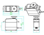 DIYmall 4 Sets RDS3225 25KG Digital Servo 6V Full Metal Gear 180/ 270 Degree Double-shaft Waterproof IP66 Robotic Servo Motor