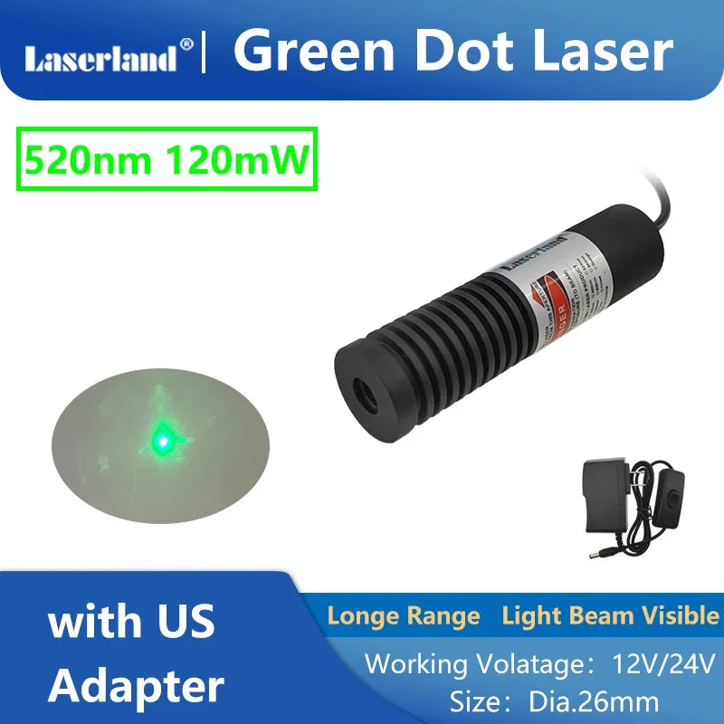 Long Range Light Beam Visible 520nm Green Dot Laser Module Diode Locator Focusable for Tunnel