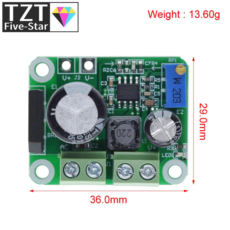 TZT AC-DC Buck Step-down Converter Adjustable Power Supply Module 2A AC 5-20V DC 5-32V Output 3.3-18V Regulated Rectifier Filter