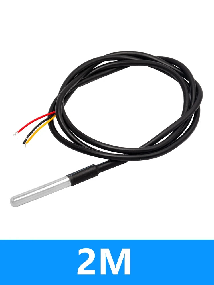 Waterproof DS18B20 Temperature Sensor Module Kit  100CM Digital Sensor Cable Stainless Steel Probe Terminal Adapter For Arduino