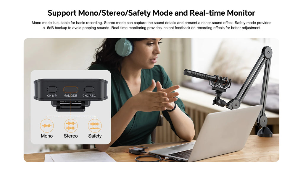 COMICA VM40 Super Cardioid 2.4G Wireless Shotgun Microphone 48kHz/32-bit 32GB Built-in Storage Mic for Camera,Smartphone,PC