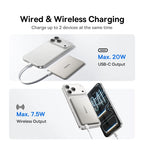 Baseus 5000mAh Magnetic Power Bank 15W Wireless 20W Wired Charging Thin Card-Sized Slim Portable Powerbank for iPhone 17 Samsung