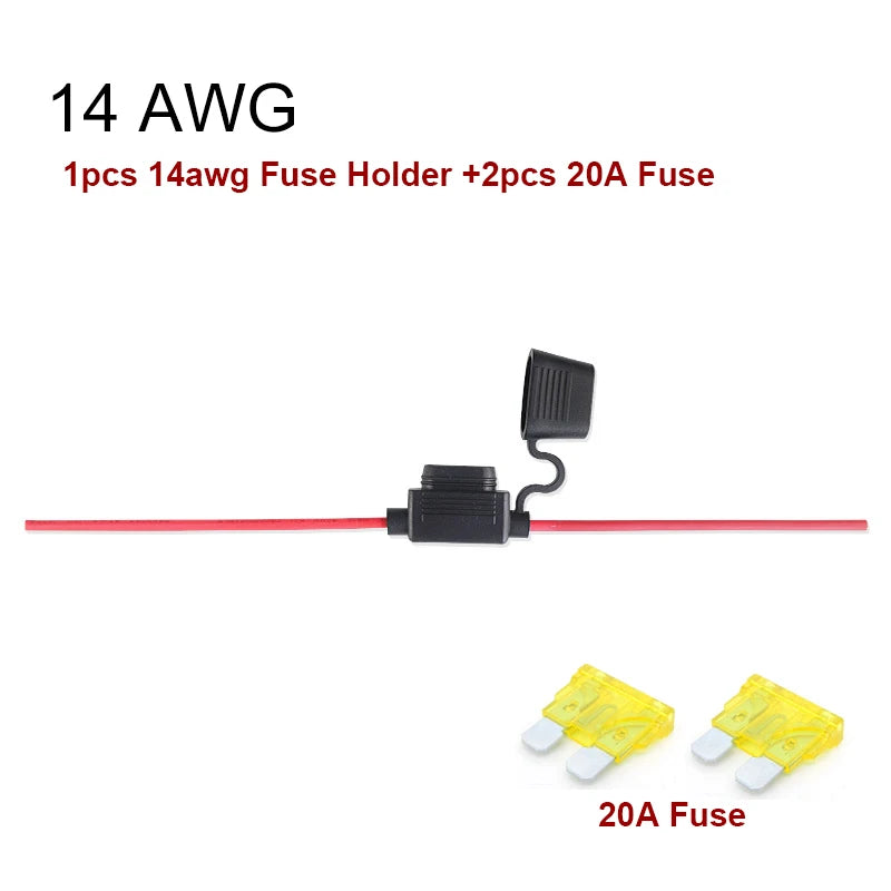 Waterproof Mini Small Medium Auto Fuse Holder 16/14/12/10AWG Car Blade Fuse wire cable 10A 20A 30A 50A fuse Power Socket
