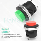 6Pcs R13-507 Momentary Push Button 2 Pin Self-Resetting Mini No Lock Round SPST 1NO Switch 3A 250V AC/6A 125V AC Button Assorted