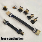 1PCS Ribbon FPV HDMI-Compatible Connector Flexible Flat Cable Raspberry Pi 4 Micro HDMI to HDMI/Mini HDMI Female 90 Degree FFC