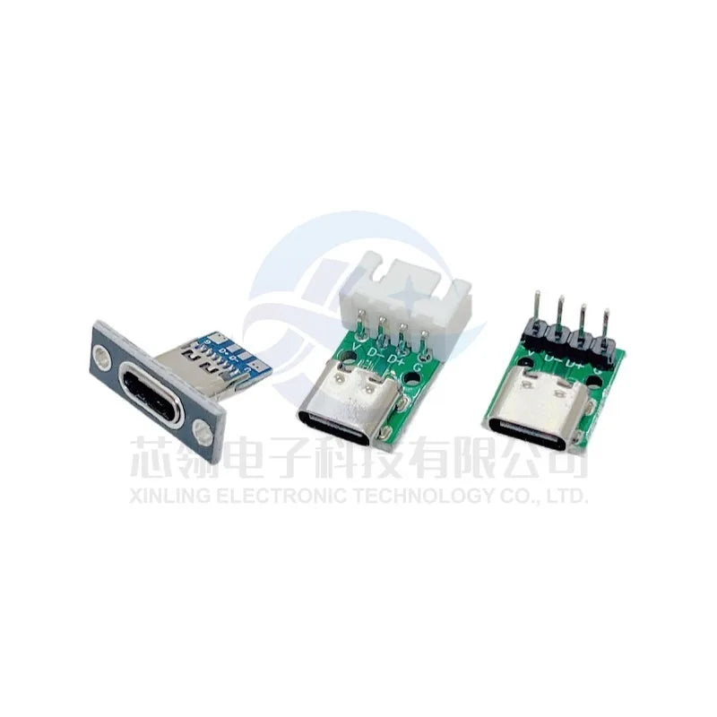 TYPE-C Female Base with Fixed Plate Charging Data Interface USB3.1 Turn the Test Board into 2.54MM Socket