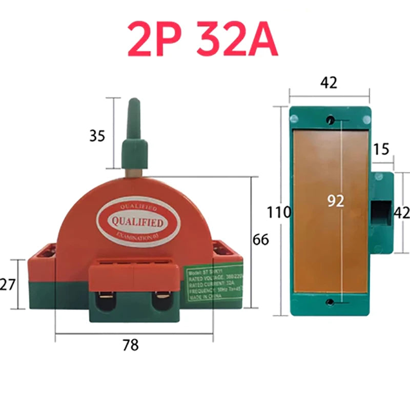 Hot Sale  2 Pole Double Throw Knife Disconnect Switch 32A 63A 100A DPDT Cutter Safety Disconnect Switch Power Disconnect Switch