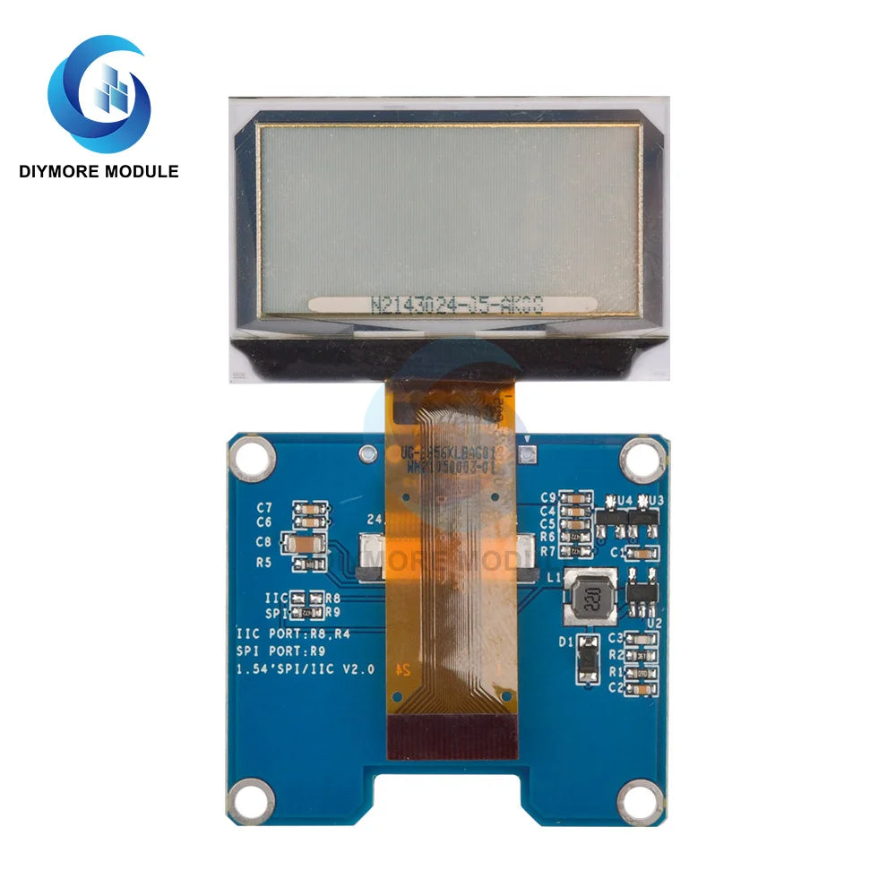 1.51 Inch 24PIN SPI/IIC/Parallel COG 3.3V Blue PMOLED Transparent OLED Screen SSD1309 Graphic 128x64 128x56 Display