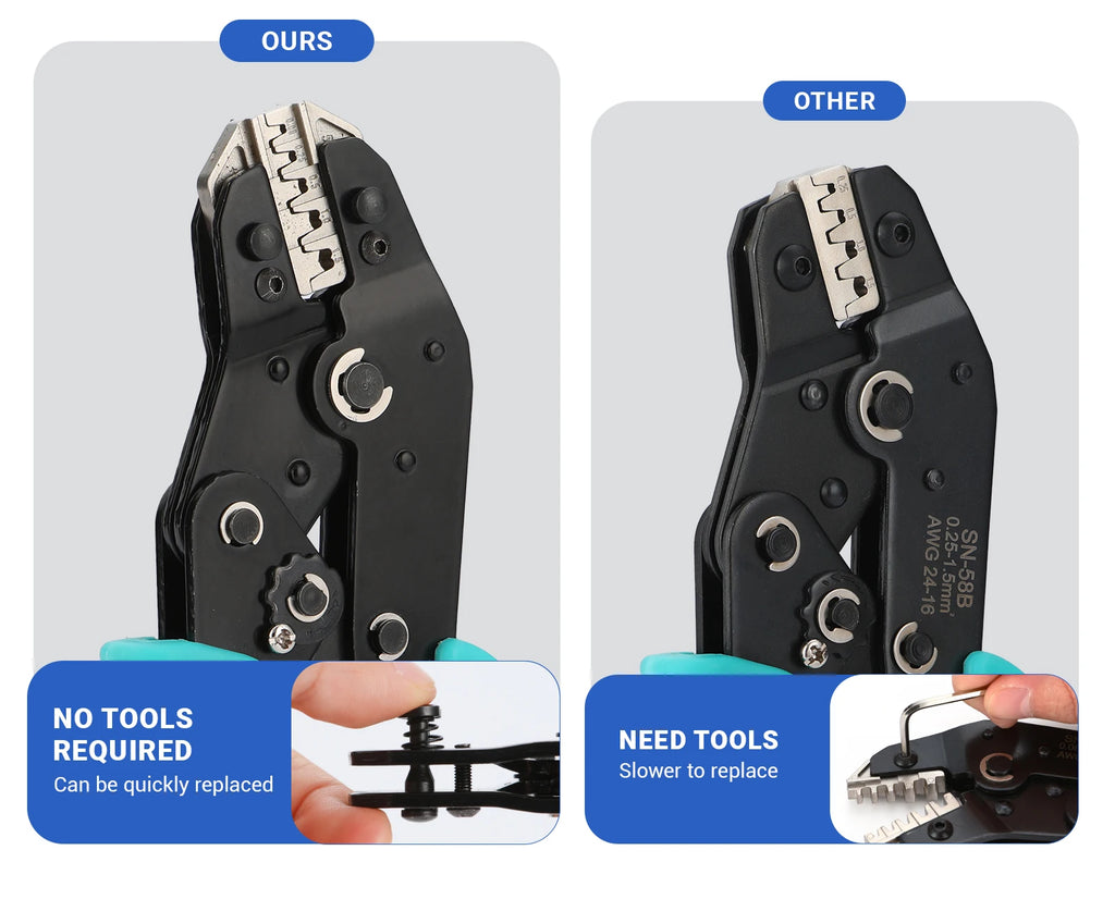 Crimping Pliers Tools Kit Set Quick Replace Jaws For Non Insulated Open Barrel Ferrule Tubular MC4 Solar JST Terminals Connector