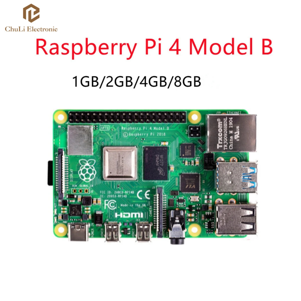 Raspberry Pi 4 Model B (4GB) 2019 Q uad Core 64 Bit WiFi Bluetooth Development Board Programming