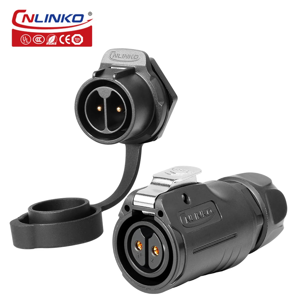 CNLINKO M20 PBT IP68 Waterproof Connector Upgraded LP20 2 3 Pin Circular Plug Socket Industrial Electrical Power Cable Connector