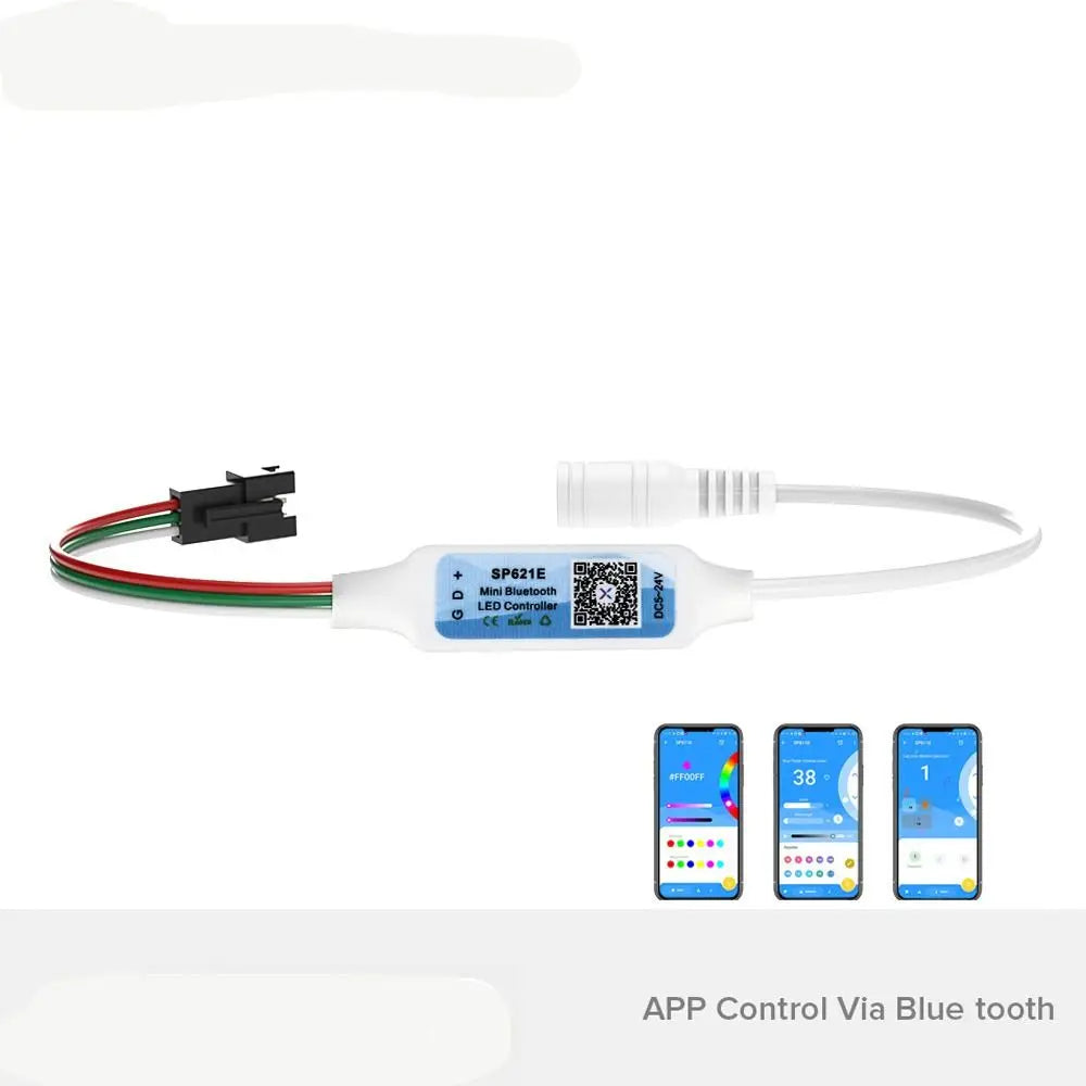 1PC Piexls Music Bluetooth App Controller SP621E DC5-24V Light Controller 3 PIN Addressable For WS2812B WS2811